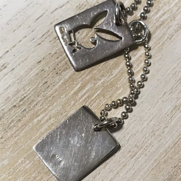 AUTHENTIC VERY HTF PLAYBOY STERLING BUNNY & HUGH HEFNER DOG TAG NECKLACE 17.5" - Picture 12 of 14